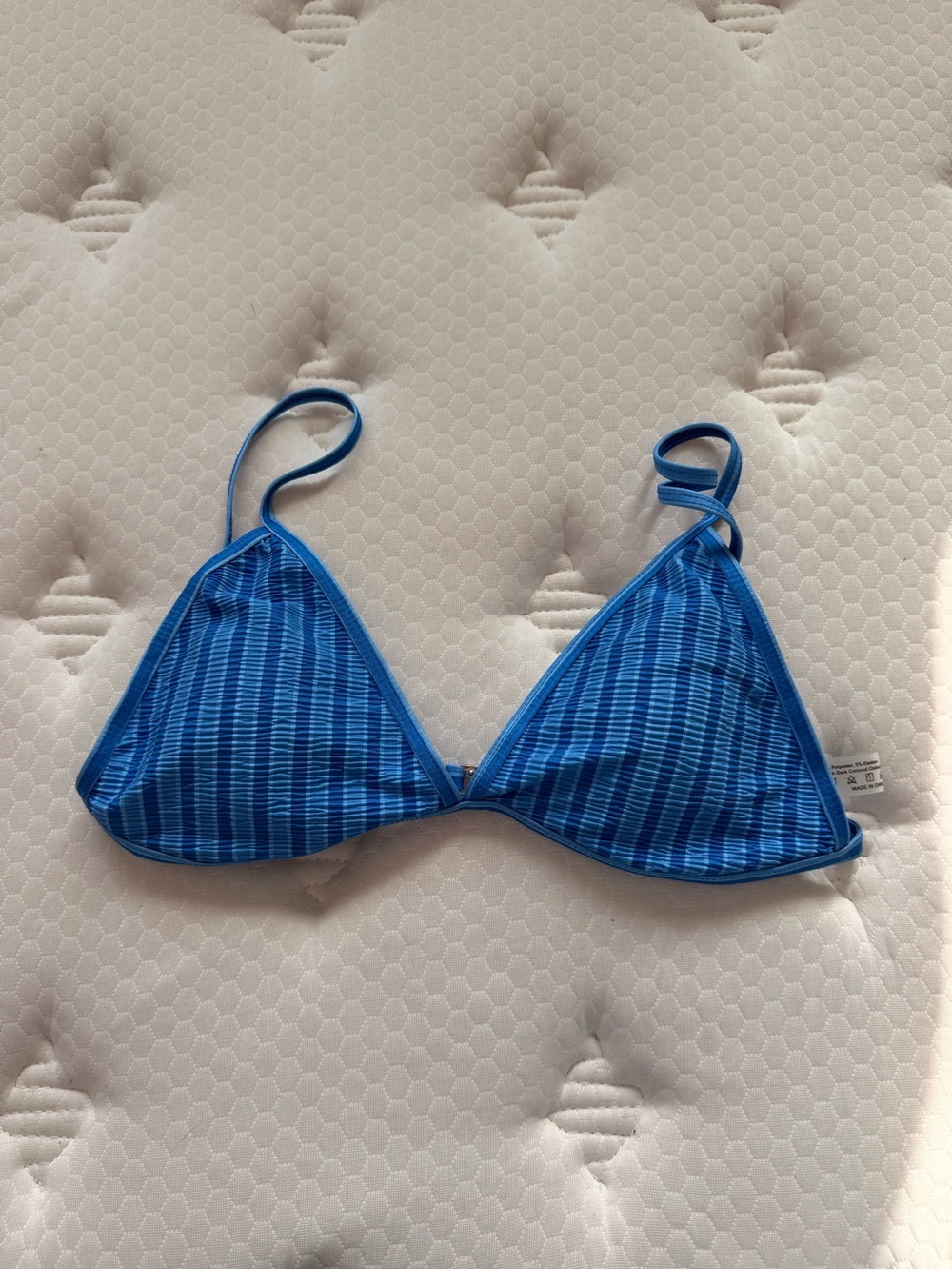 Blue Striped Triangle Bikini Top - Classic Triangle Swimwear